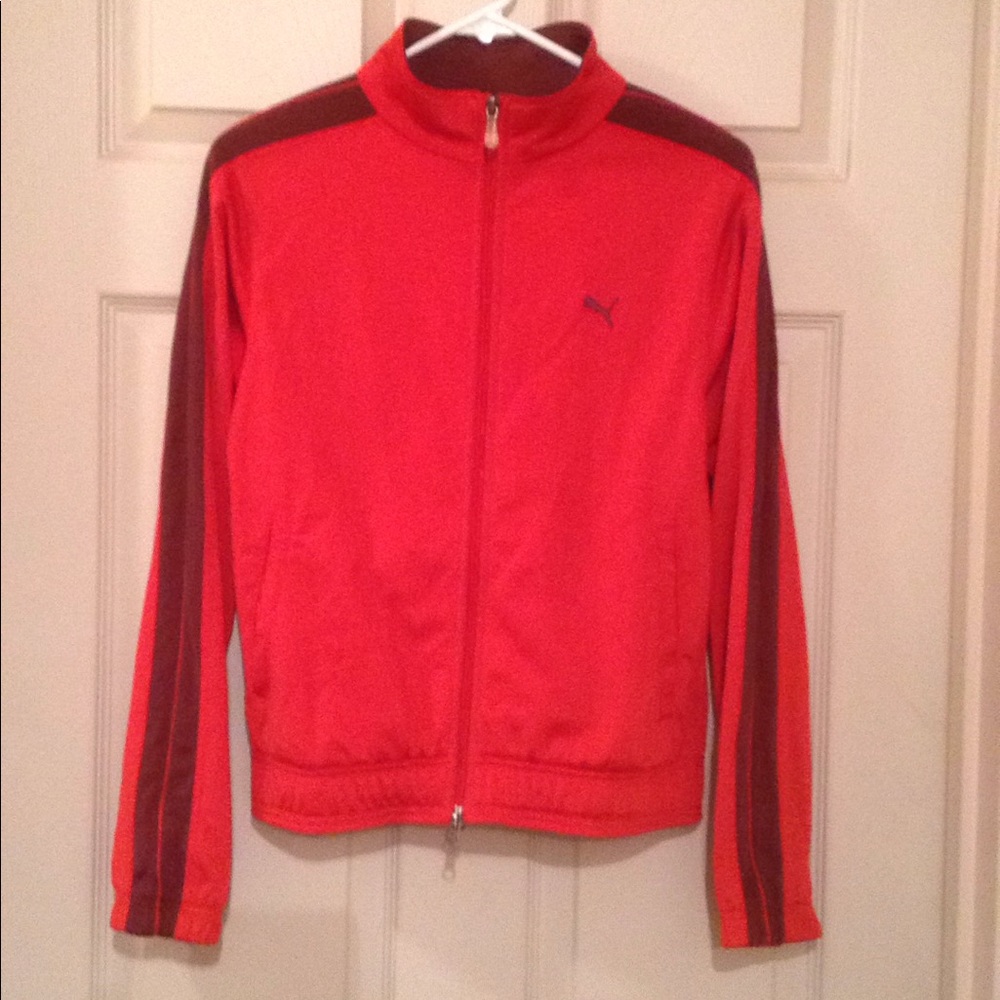 Red and Burgundy Puma Jacket.